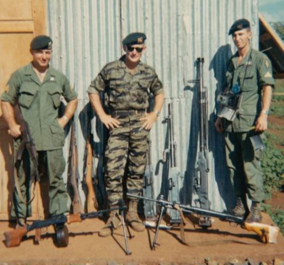 SSG Fisher, Me and SSG Carle. With a small selection of the many hundreds of weapons we destroyed. They included SKS small arms rifles, AK-47s, RPGs, PKM and RPDs and HMG .51 caliber small and large crew served machine guns.