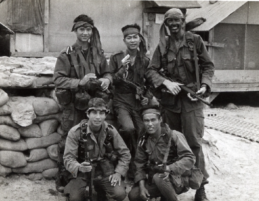 Larry Green and four of the team members made at the Phu Bai launch site in February 1970.