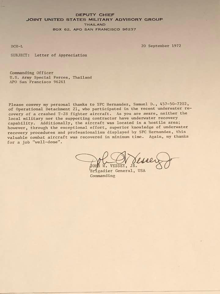 Sammy Hernandez Letter of Appreciation