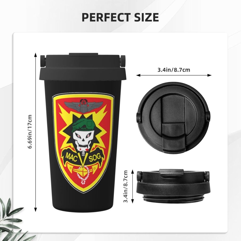 Us Army Macv-Sog Insulated Coffee Mug, Stainless Steel Vacuum Insulated Double Wall Travel Tumbler, 17oz