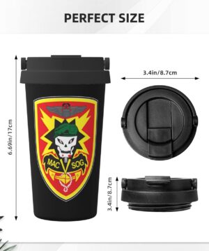 Us Army Macv-Sog Insulated Coffee Mug, Stainless Steel Vacuum Insulated Double Wall Travel Tumbler, 17oz