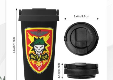Us Army Macv-Sog Insulated Coffee Mug, Stainless Steel Vacuum Insulated Double Wall Travel Tumbler, 17oz