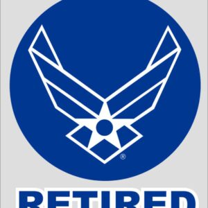 Mylar Decal - Retired with Air Force Hap Wings Symbol