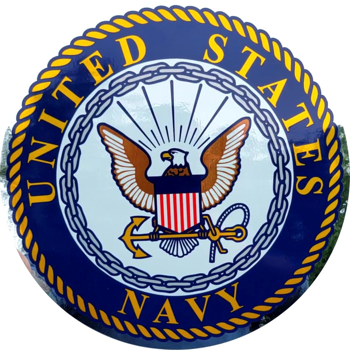 Silver Reflective Sticker - United States Navy Crest 3" Round Silver Reflective Sticker - United States Navy Crest 3" Round