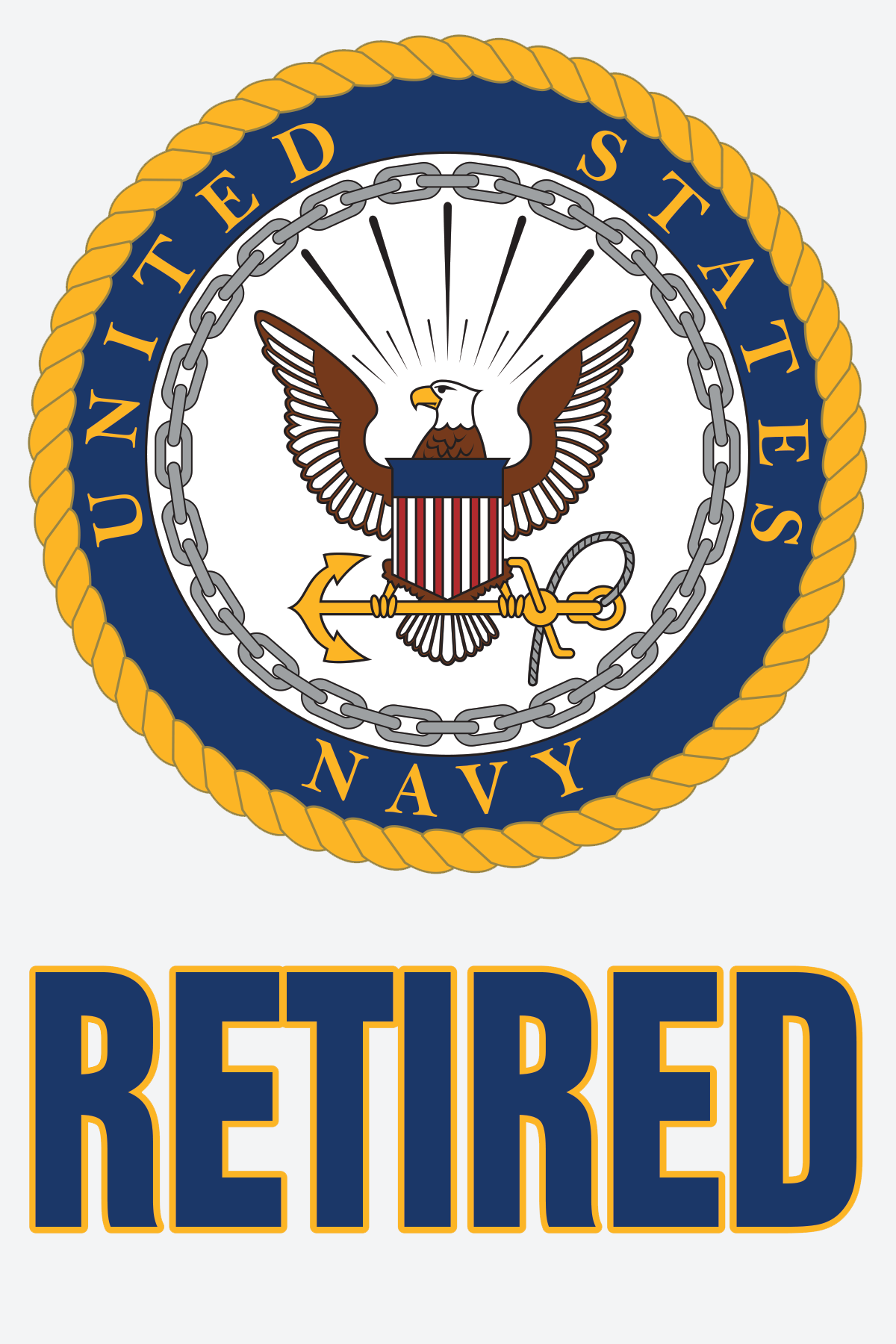 Mylar Decal - Navy Retired 4 x3.75 Mylar Decal - Navy Retired 4 x3.75