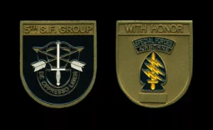 Challenge Coin - US Army -5th Special Forces Group - POST Flash Black Shape