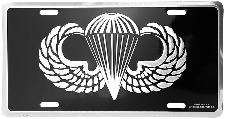 Army Basic Parachutist Badge Embossed Metal License Plate Army Basic Parachutist Badge Embossed Metal License Plate