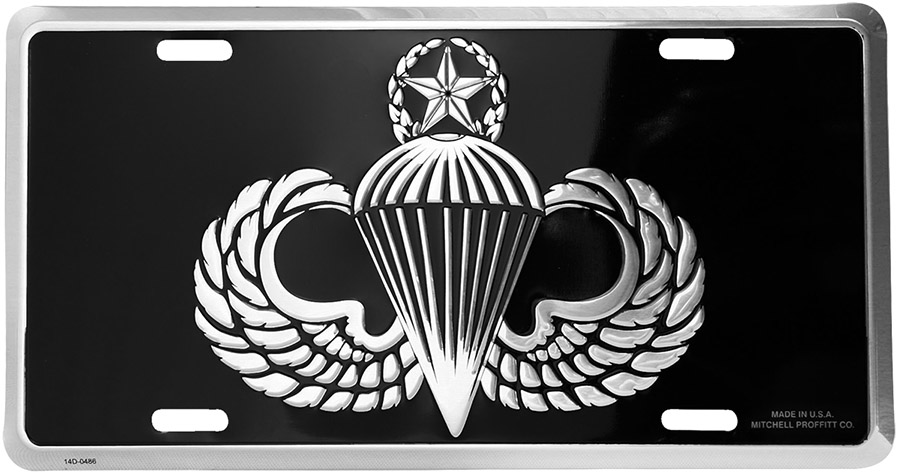 Army Master Parachutist Badge Embossed Metal License Plate Army Master Parachutist Badge Embossed Metal License Plate