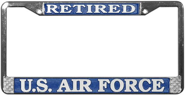 Retired U.S. Air Force Chrome License Plate Frame Retired U.S. Air Force Chrome License Plate Frame