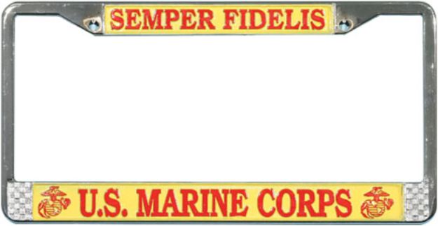 Semper Fidelis U.S. Marine Corps Chrome License Plate Frame Semper Fidelis U.S. Marine Corps Chrome License Plate Frame