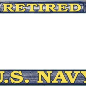 Retired U.S. Navy Chrome License Plate Frame