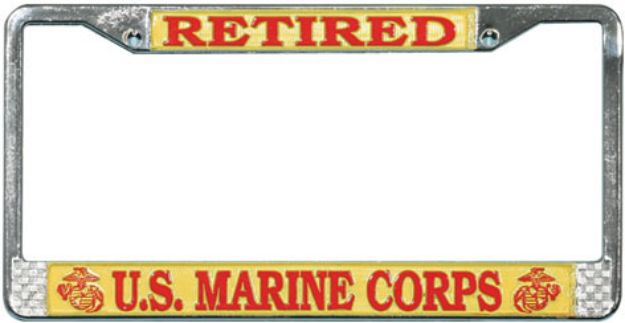 Retired U.S. Marine Corps Chrome License Plate Frame Retired U.S. Marine Corps Chrome License Plate Frame