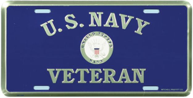 U.S. Navy Veteran with United States Navy Crest Embossed Metal License Plate U.S. Navy Veteran with United States Navy Crest Embossed Metal License Plate