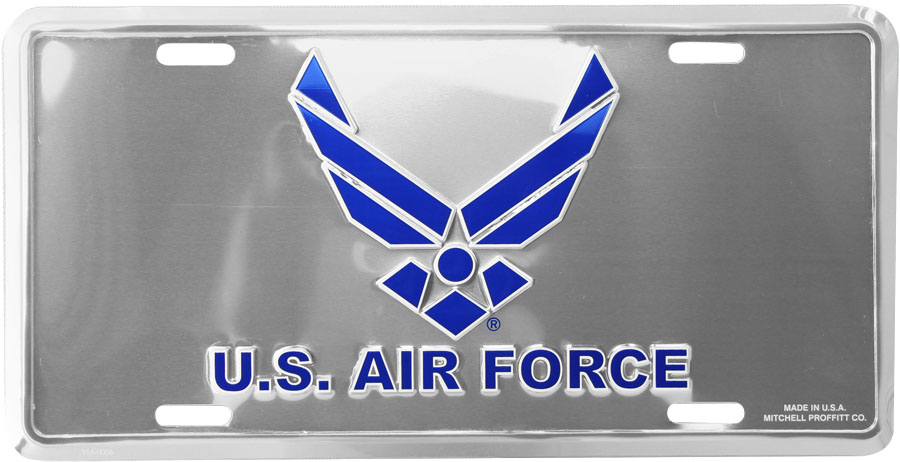 U.S. Air Force with U.S. Air Force Symbol Embossed Metal License Plate U.S. Air Force with U.S. Air Force Symbol Embossed Metal License Plate