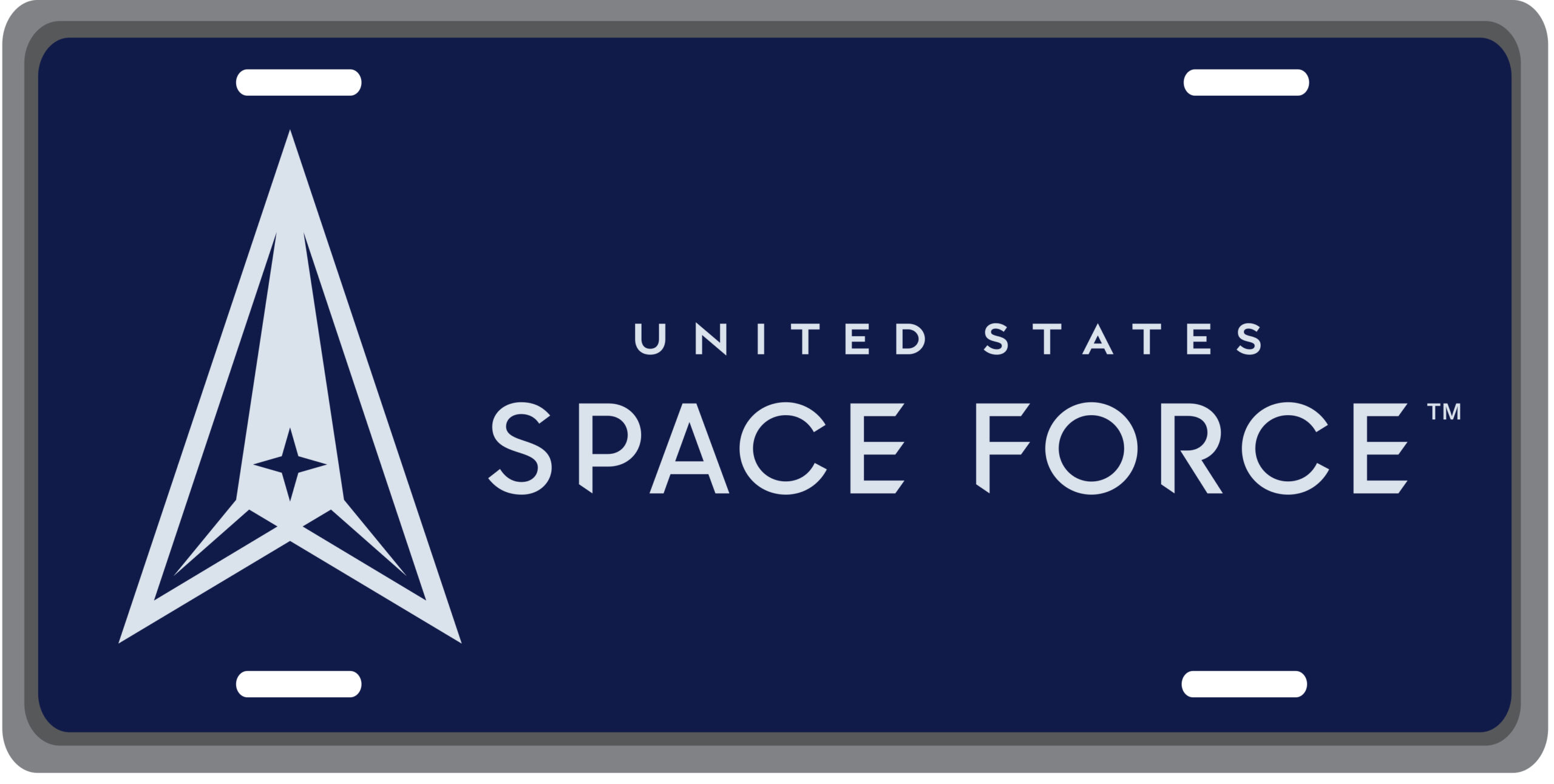 United States Space Force with Space Force Symbol Embossed Metal License Plate United States Space Force with Space Force Symbol Embossed Metal License Plate
