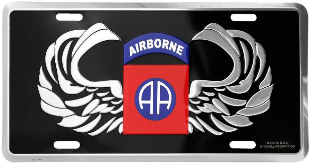 82nd Airborne Division with Wings Embossed Metal License Plate 82nd Airborne Division with Wings Embossed Metal License Plate