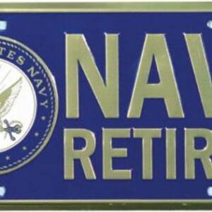 avy Retired with United States Navy Crest Embossed Metal License Plate
