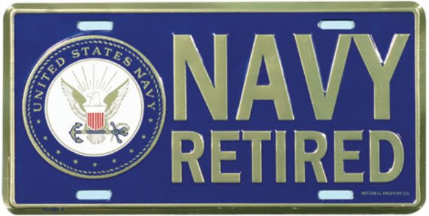 avy Retired with United States Navy Crest Embossed Metal License Plate avy Retired with United States Navy Crest Embossed Metal License Plate