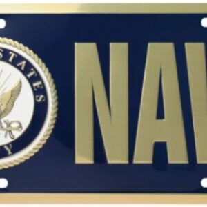 Navy with United States Navy Crest Embossed Metal License Plate
