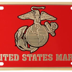 United States Marine with Eagle Globe and Anchor Embossed Metal License Plate